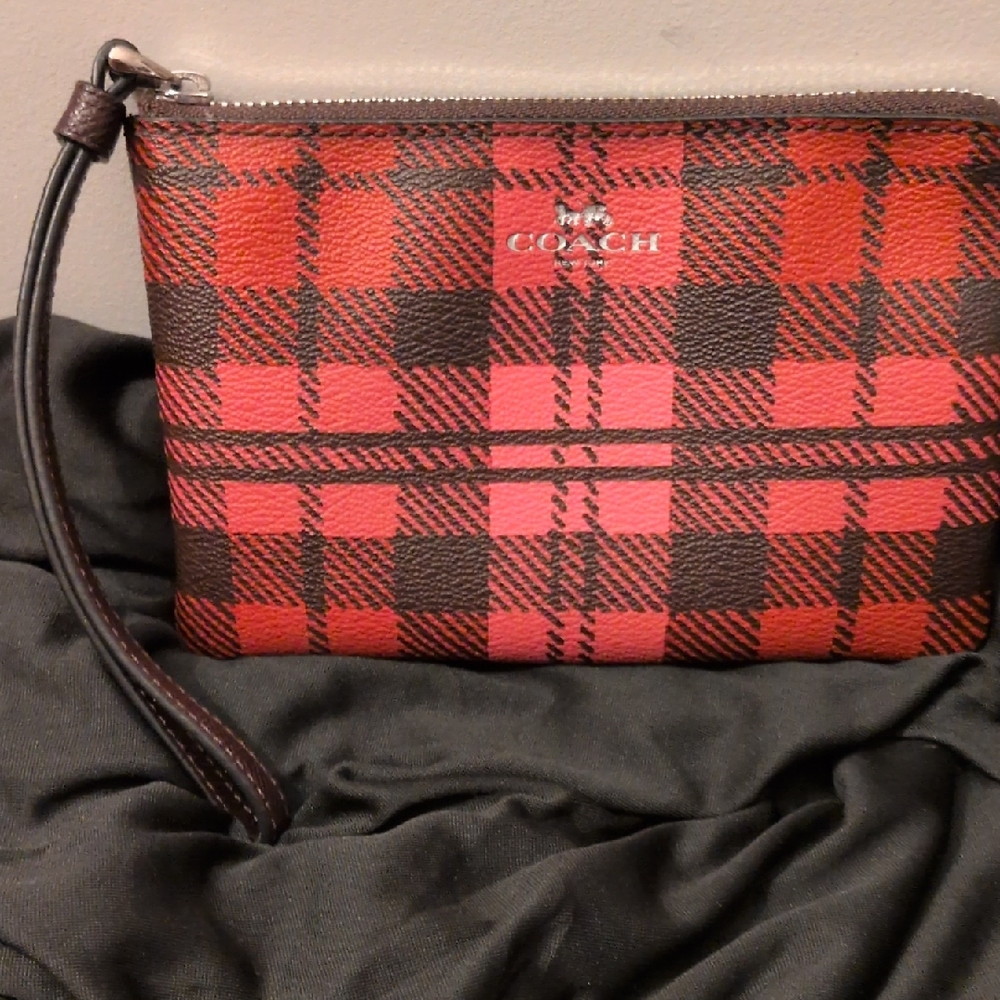 Coach pink, Red and Black Checkered Wristlet- No Call-outs